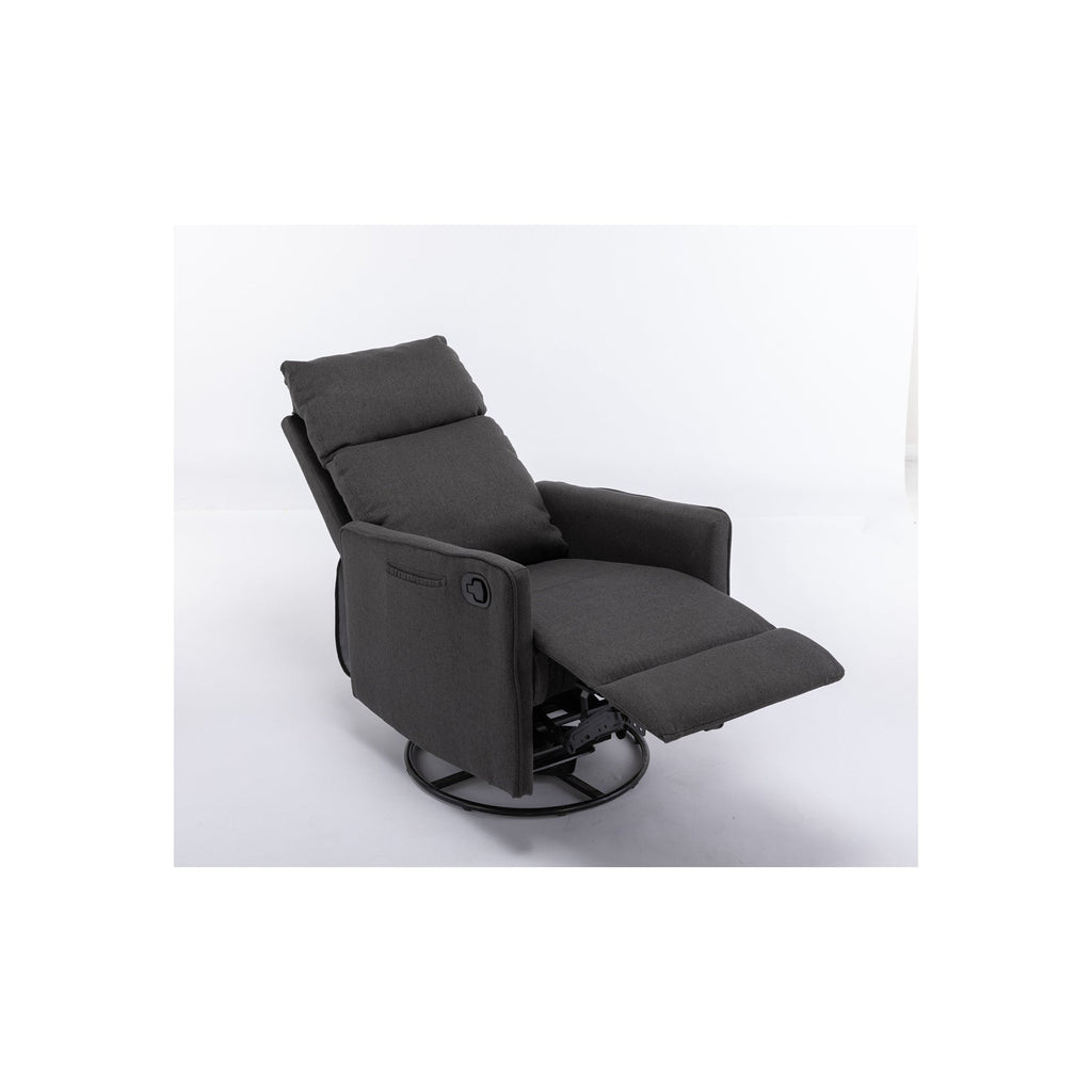 Fauteuil à bascule pivotant en tissu coton et lin