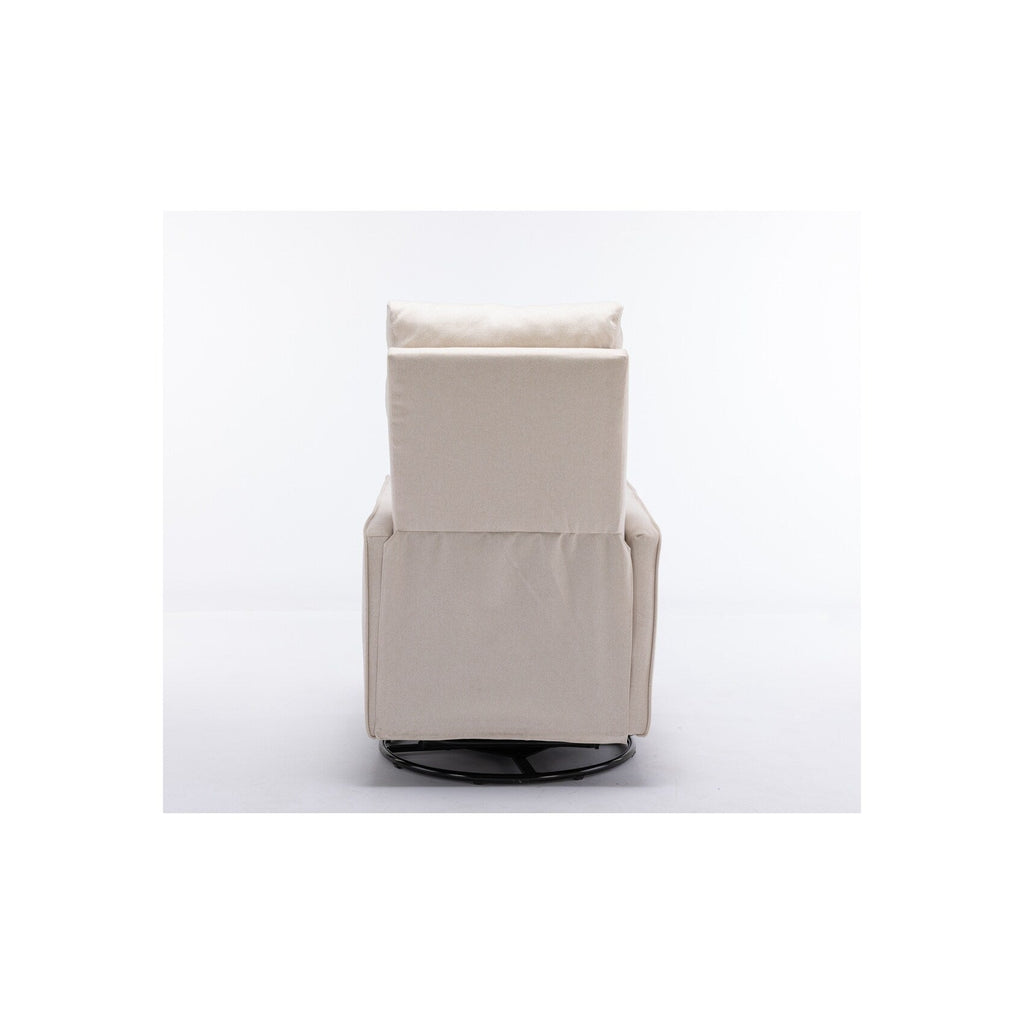 Fauteuil à bascule pivotant en tissu coton et lin