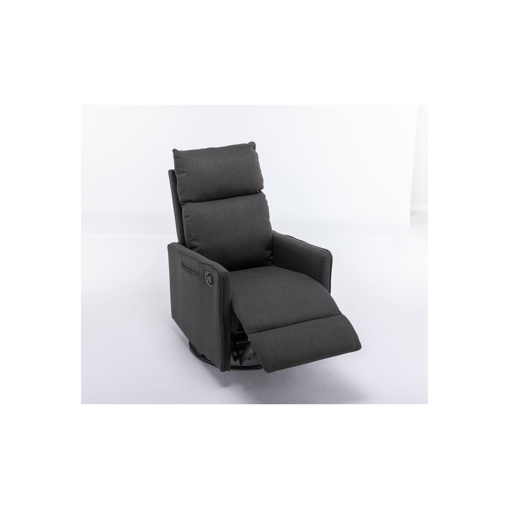 Fauteuil à bascule pivotant en tissu coton et lin