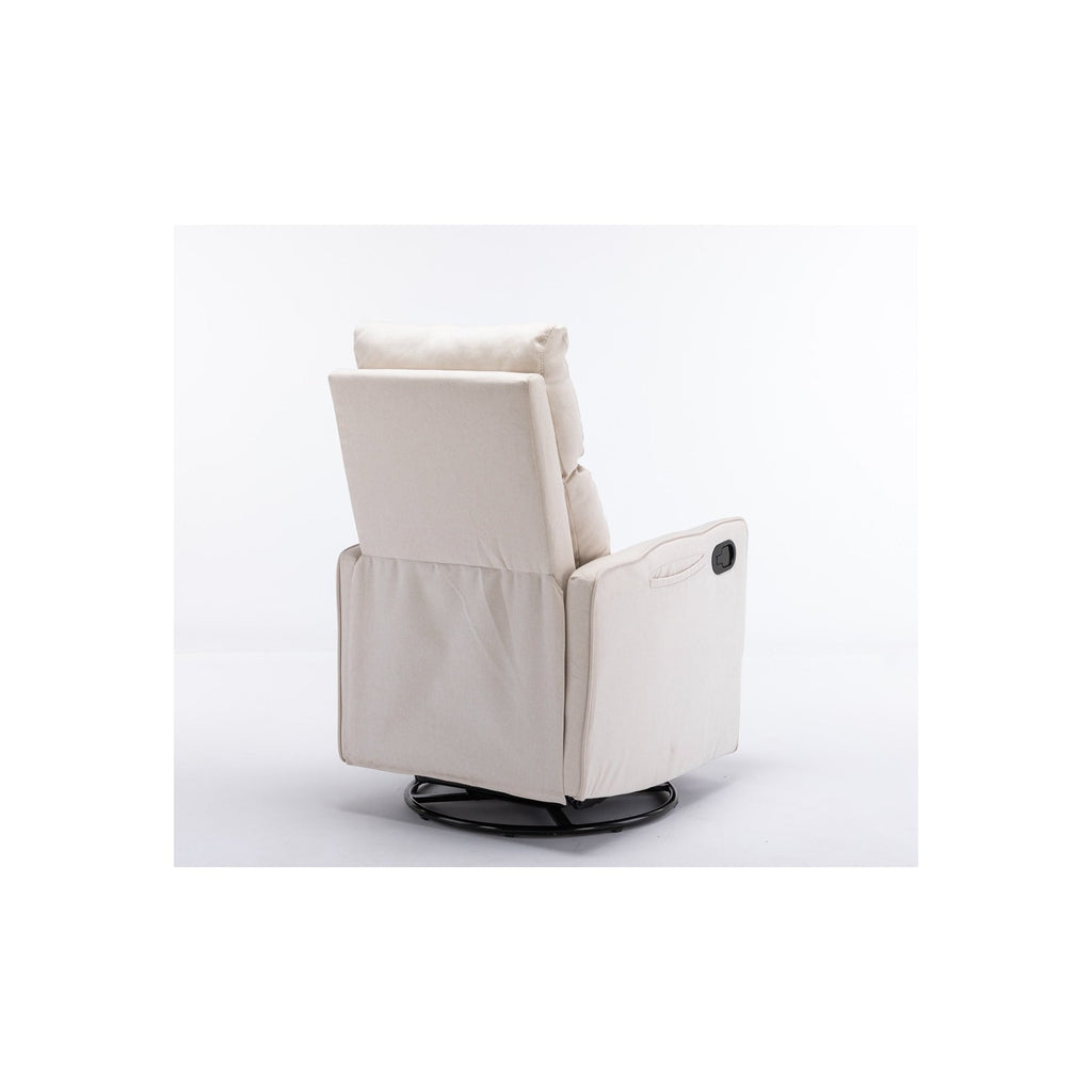 Fauteuil à bascule pivotant en tissu coton et lin