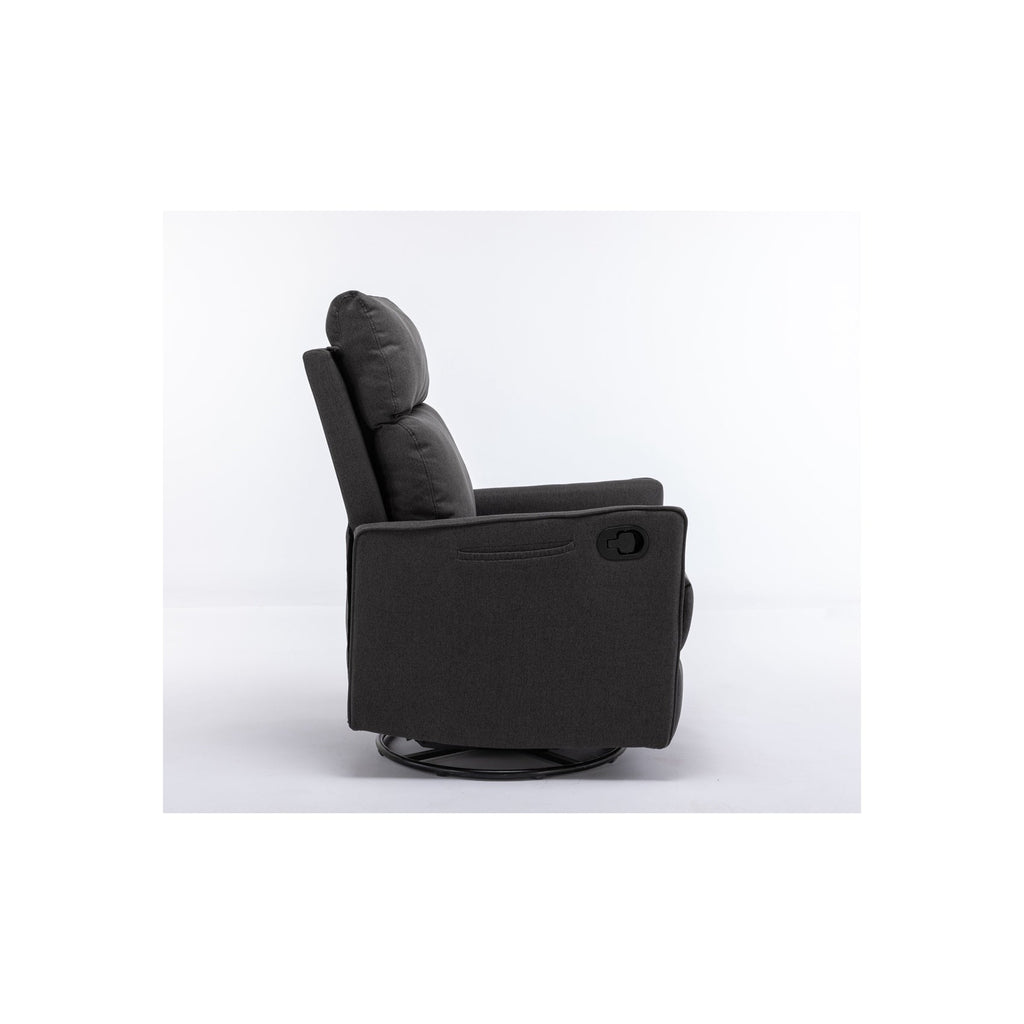 Fauteuil à bascule pivotant en tissu coton et lin