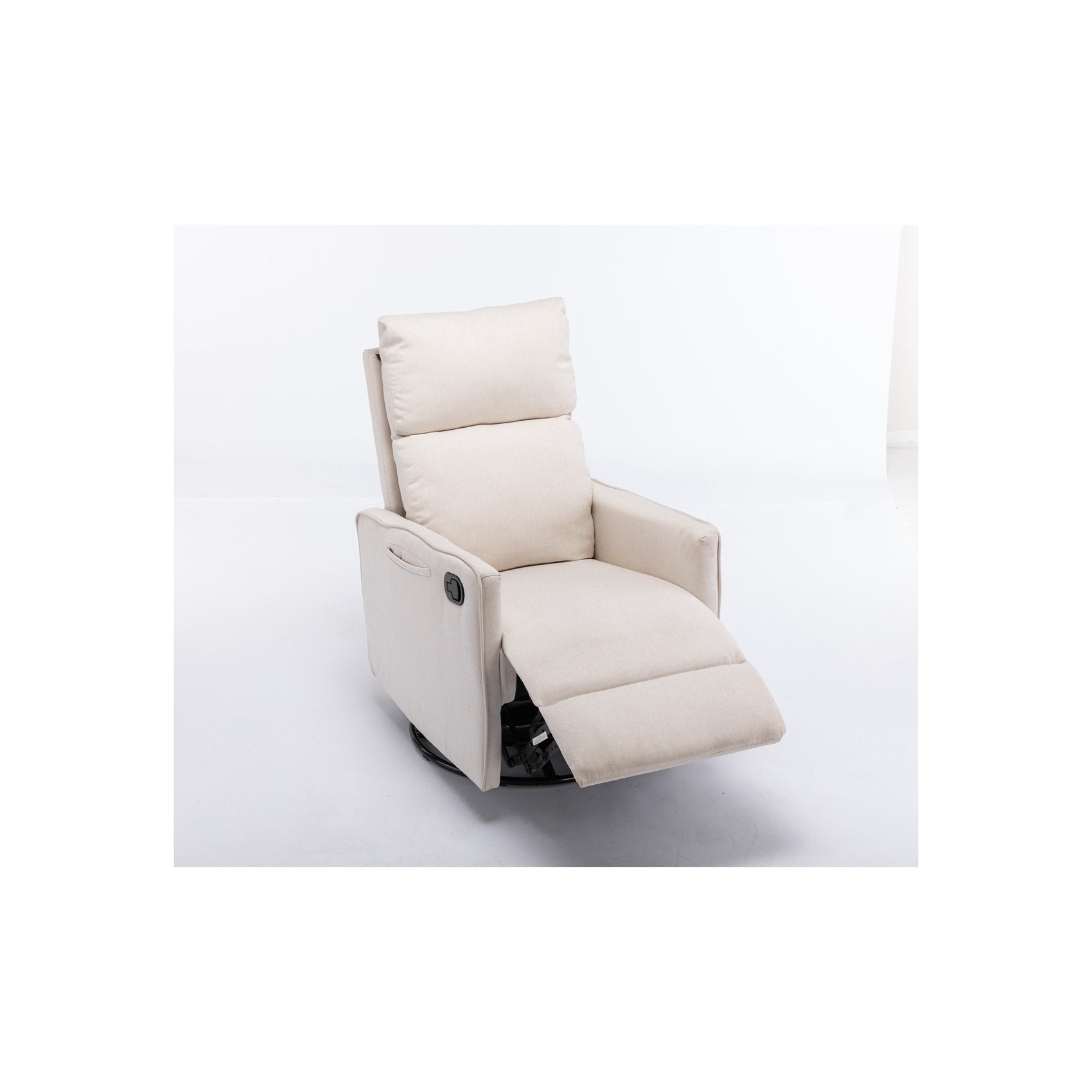 Fauteuil à bascule pivotant en tissu coton et lin