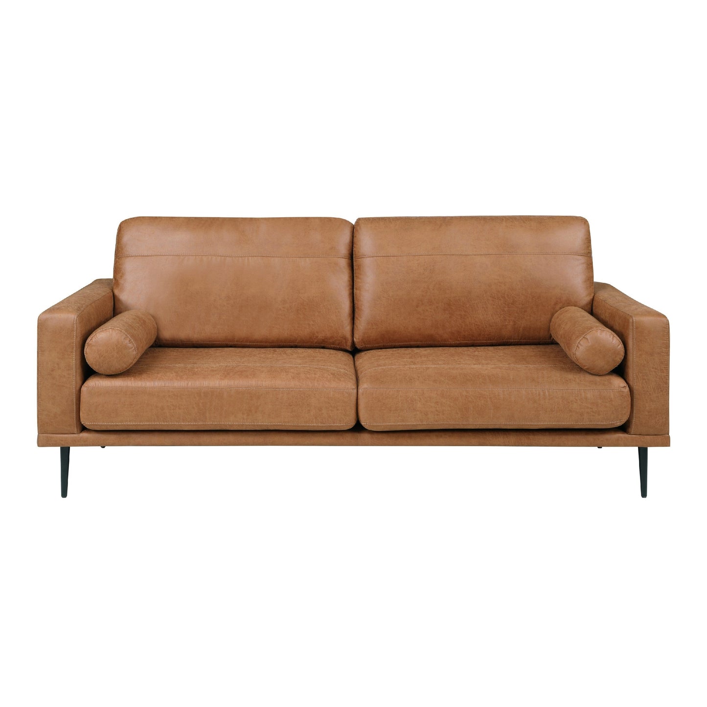Canapé Coxi avec 2 coussins traversins, microfibre marron douce, 82 pouces