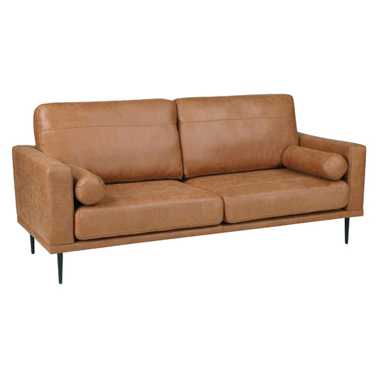 Canapé Coxi avec 2 coussins traversins, microfibre marron douce, 82 pouces