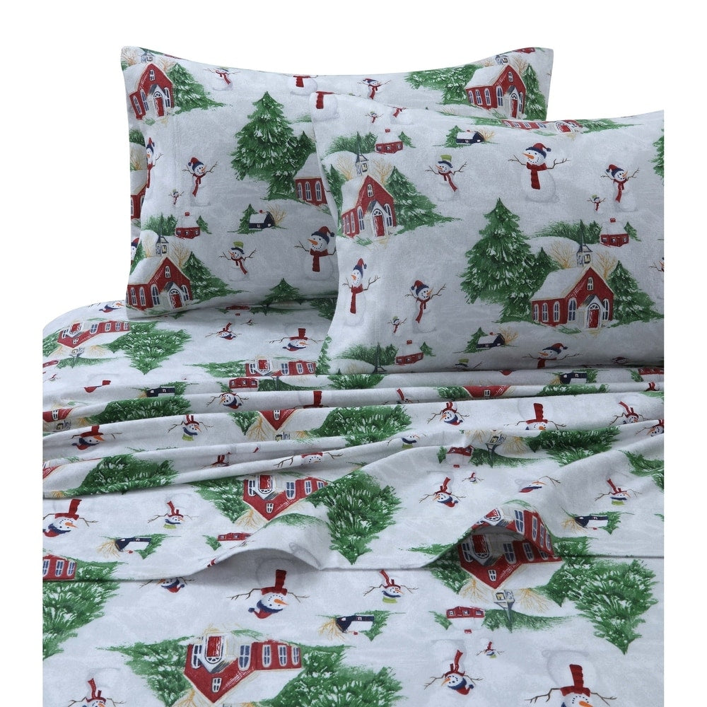 Ensemble de draps à poches extra profondes en flanelle confortable, fantaisie et imprimé de vacances