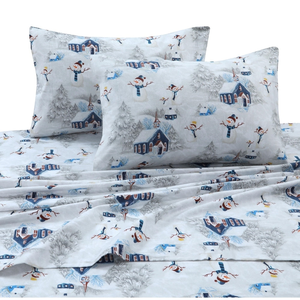 Ensemble de draps à poches extra profondes en flanelle confortable, fantaisie et imprimé de vacances