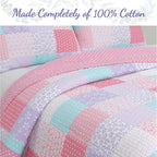 Parure de lit réversible en coton patchwork floral rose Angelina Cozy Line