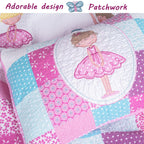 Parure de lit réversible en coton Cozy Line Ballerina Pink pour filles avec oreillers décoratifs