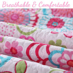 Parure de lit Cozy Line Mariah à motif floral rose pour fille