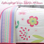 Parure de lit réversible en coton Cozy Line à motif de fleurs roses avec oreillers décoratifs