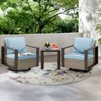 Ensemble de 3 chaises à bascule pivotantes d'extérieur Cozywor avec table d'appoint