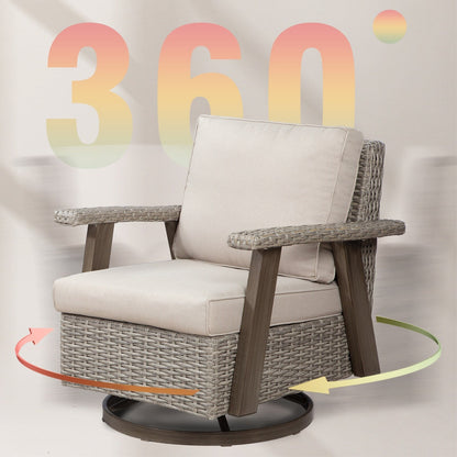 Ensemble de 3 chaises pivotantes à bascule en osier Cozywor pour patio