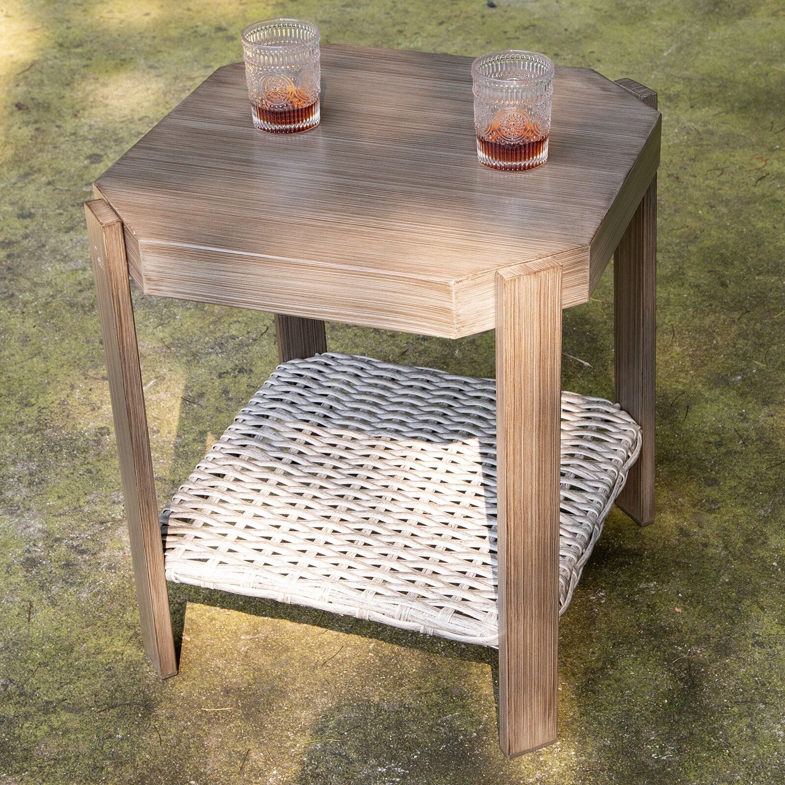 Ensemble de 3 chaises pivotantes à bascule en osier Cozywor pour patio