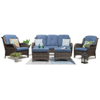 Ensemble de conversation extérieur en osier Cozywor 5 pièces