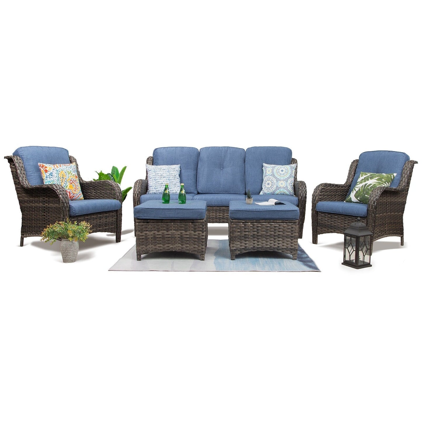 Ensemble de conversation extérieur en osier Cozywor 5 pièces
