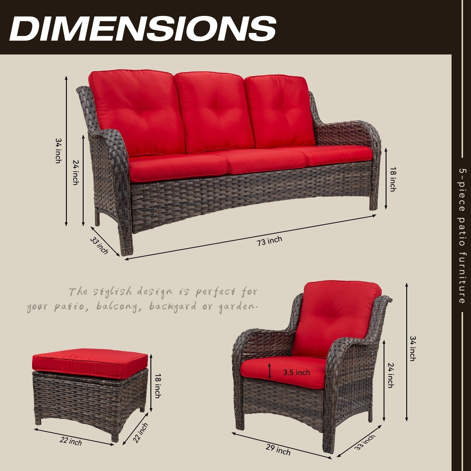 Ensemble de conversation extérieur en osier Cozywor 5 pièces