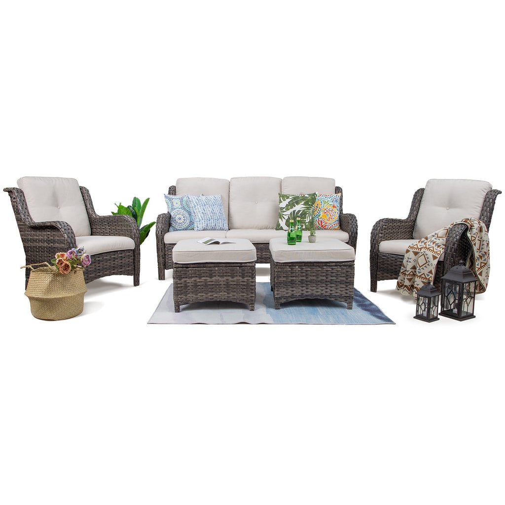Ensemble de conversation extérieur en osier Cozywor 5 pièces
