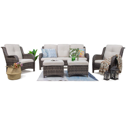Ensemble de conversation extérieur en osier Cozywor 5 pièces