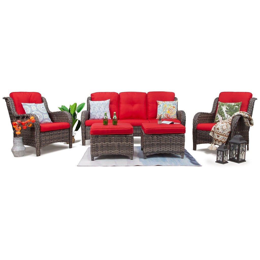 Ensemble de conversation extérieur en osier Cozywor 5 pièces