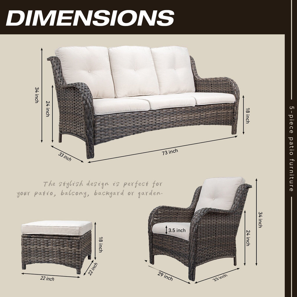 Ensemble de conversation extérieur en osier Cozywor 5 pièces