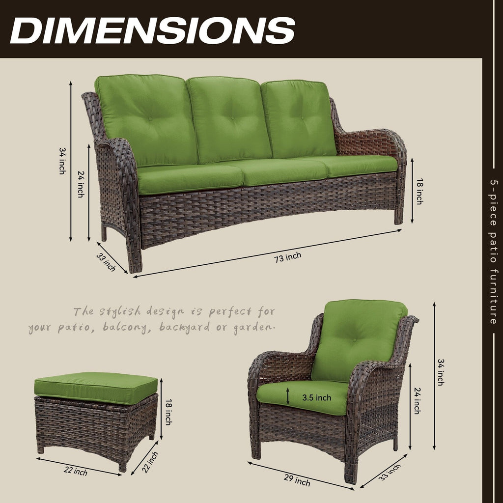 Ensemble de conversation extérieur en osier Cozywor 5 pièces