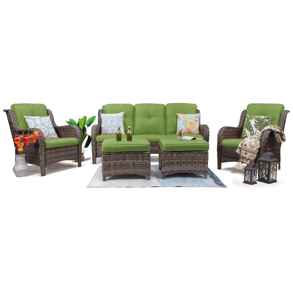 Ensemble de conversation extérieur en osier Cozywor 5 pièces