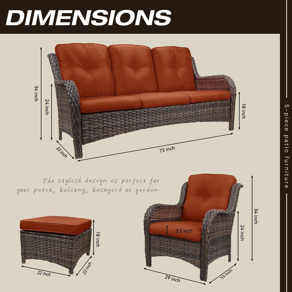 Ensemble de conversation extérieur en osier Cozywor 5 pièces