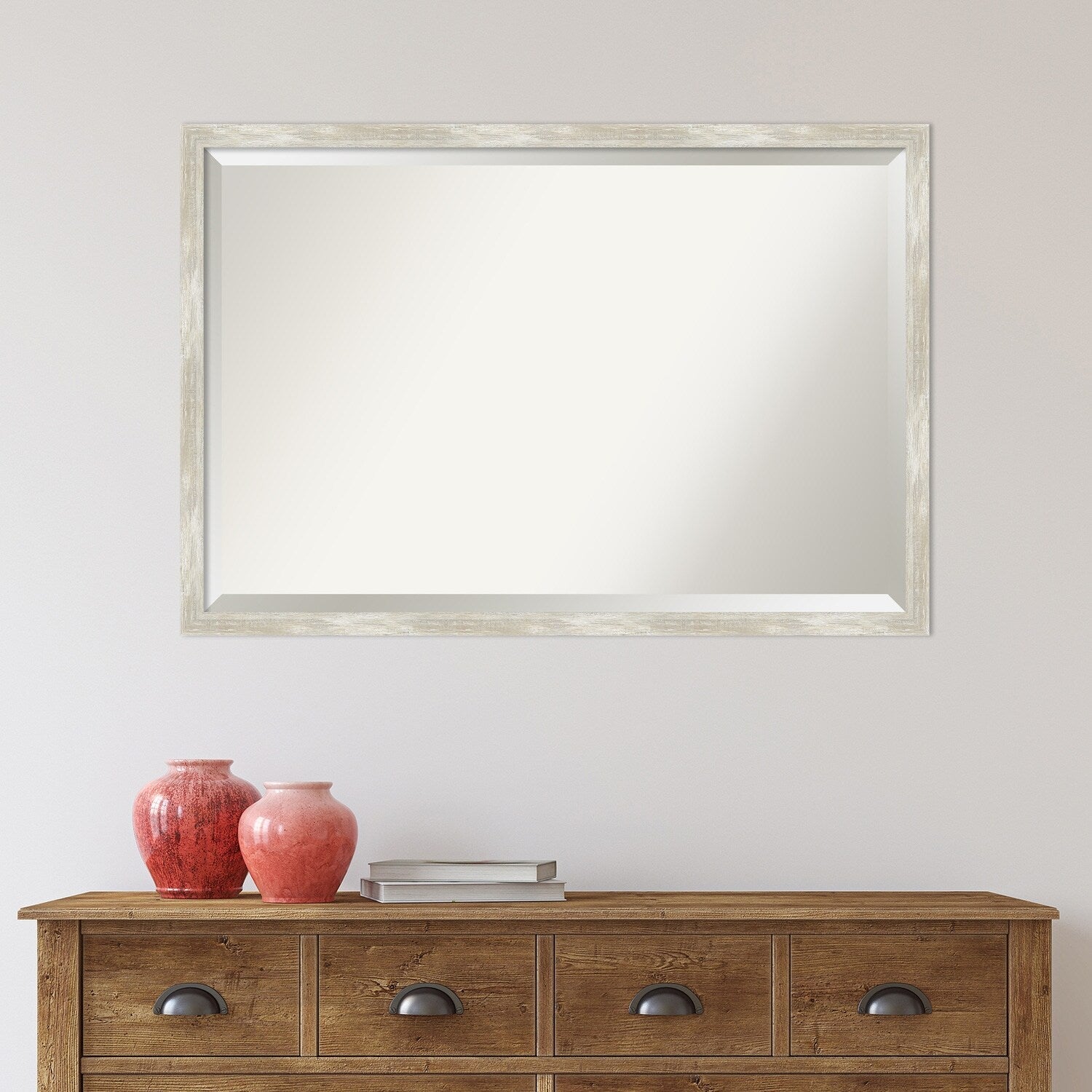 Miroir mural biseauté pour salle de bain - Cadre métallique craquelé