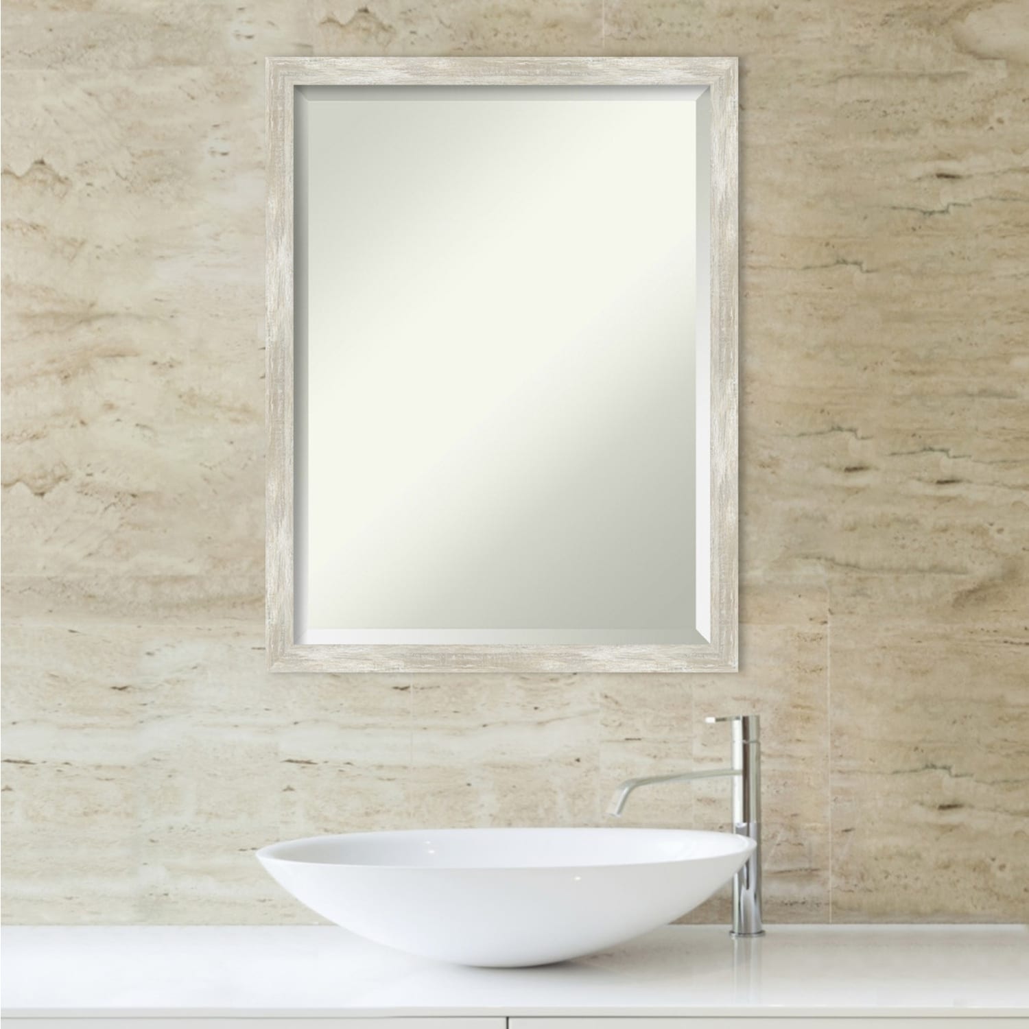 Miroir mural biseauté pour salle de bain - Cadre métallique craquelé