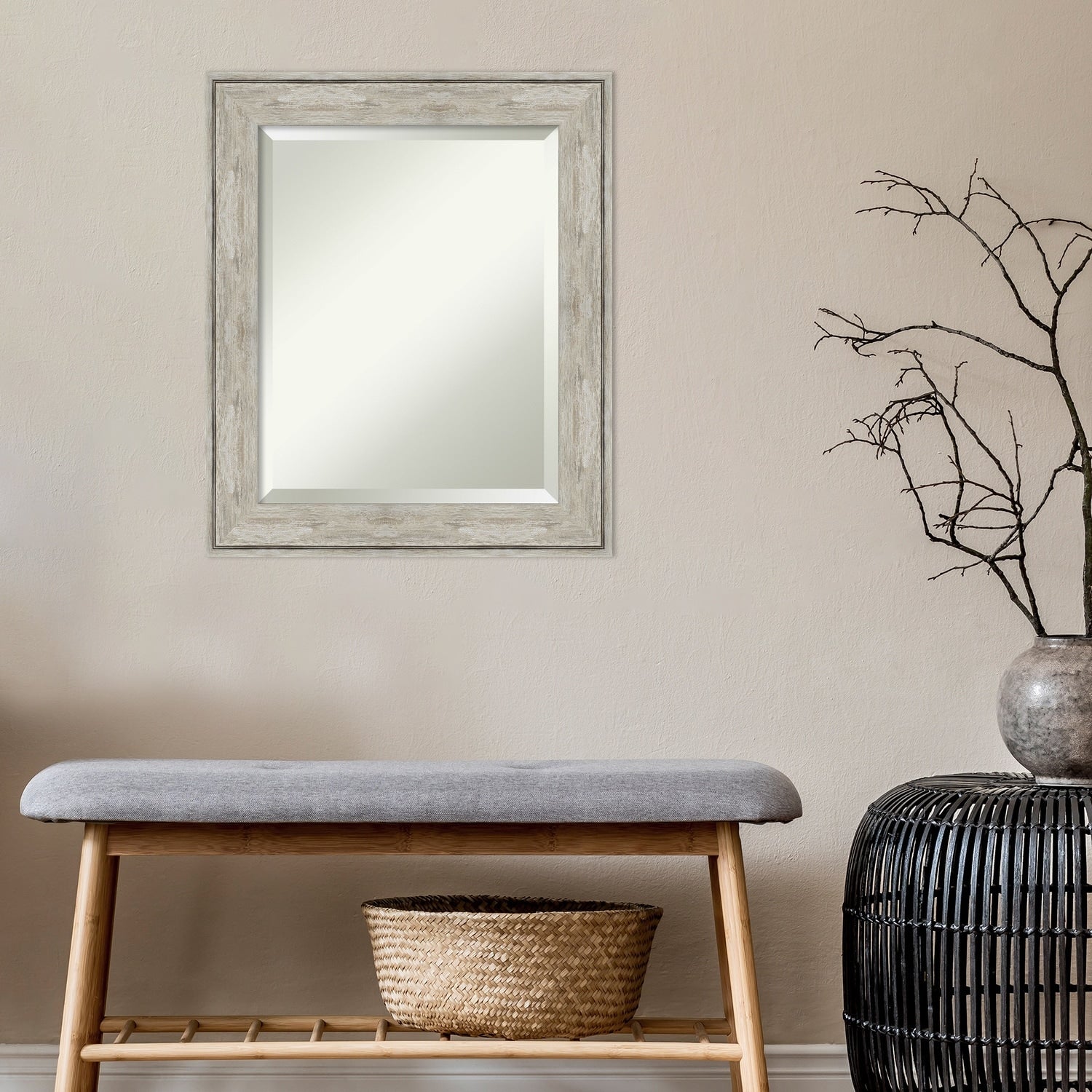Miroir mural biseauté pour salle de bain - Cadre métallique craquelé