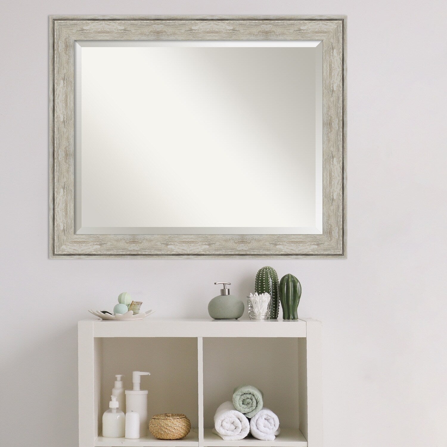 Miroir mural biseauté pour salle de bain - Cadre métallique craquelé