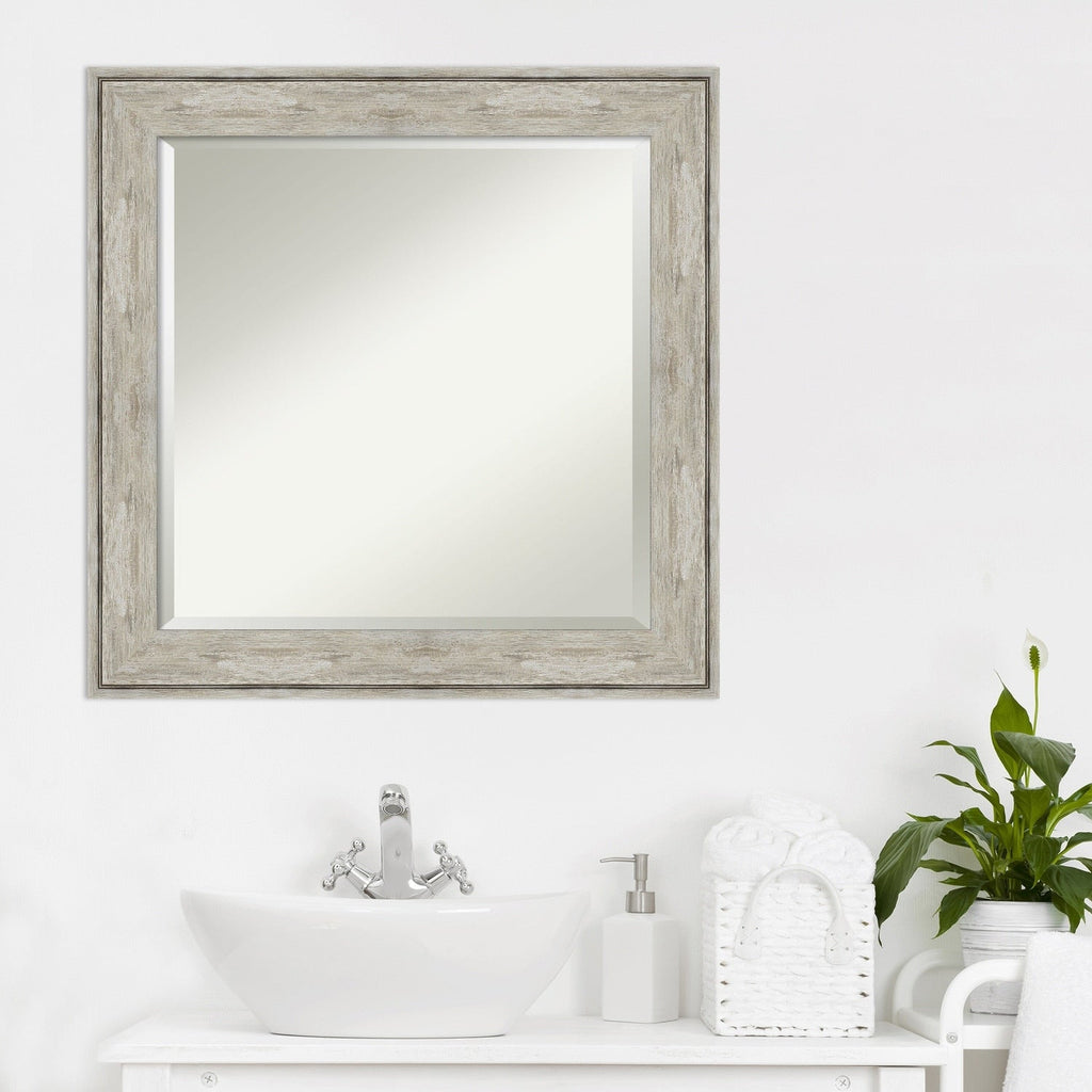 Miroir mural biseauté pour salle de bain - Cadre métallique craquelé