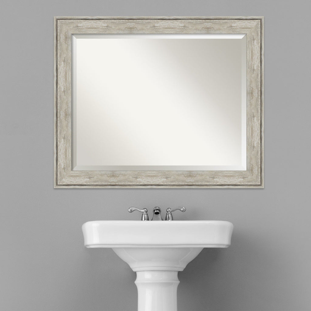 Miroir mural biseauté pour salle de bain - Cadre métallique craquelé