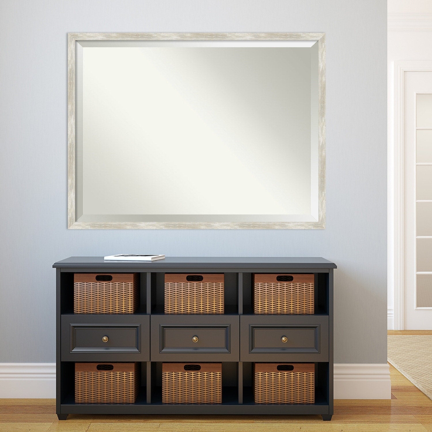 Miroir mural biseauté pour salle de bain - Cadre métallique craquelé