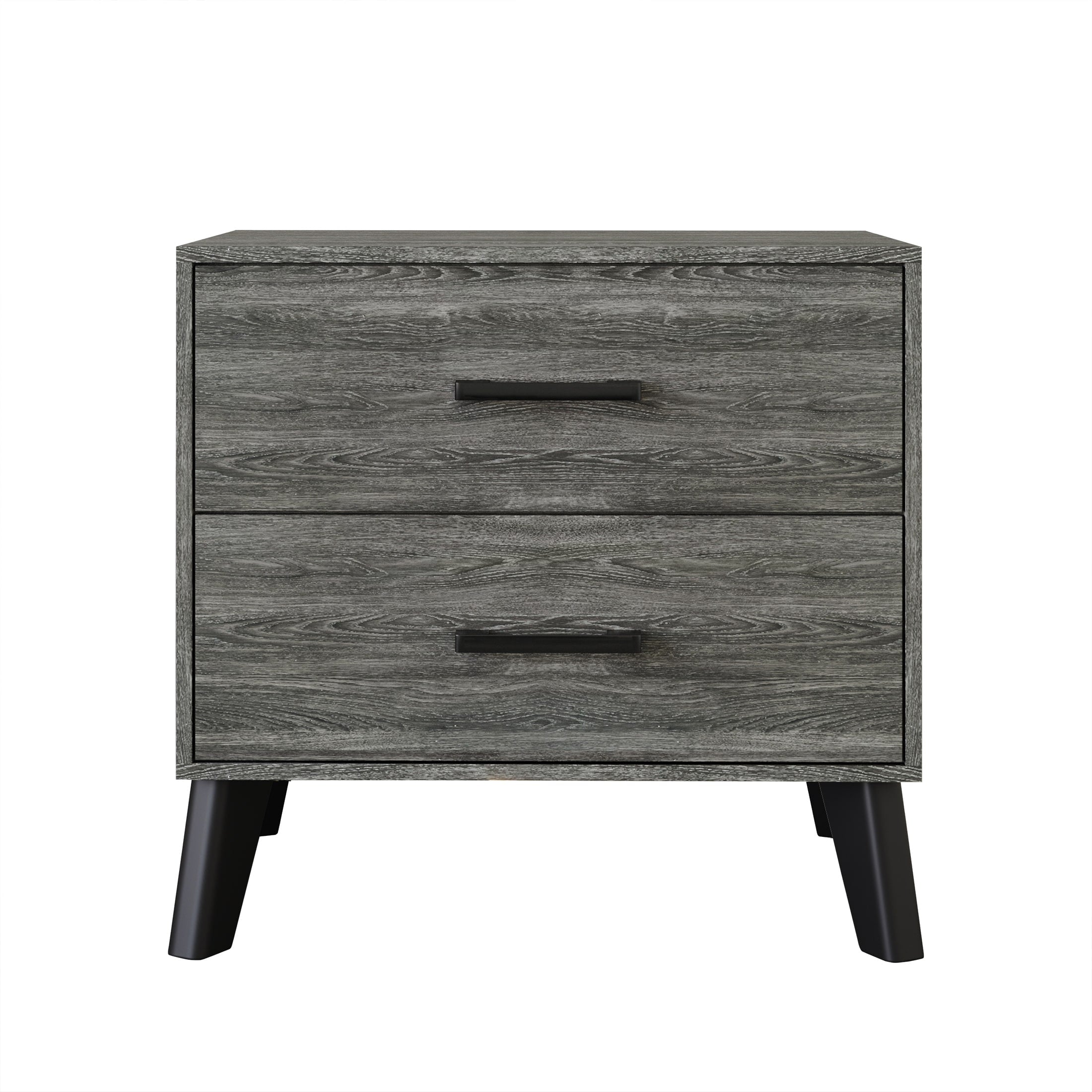 Table de chevet en bois à 2 tiroirs de style classique CraftPorch