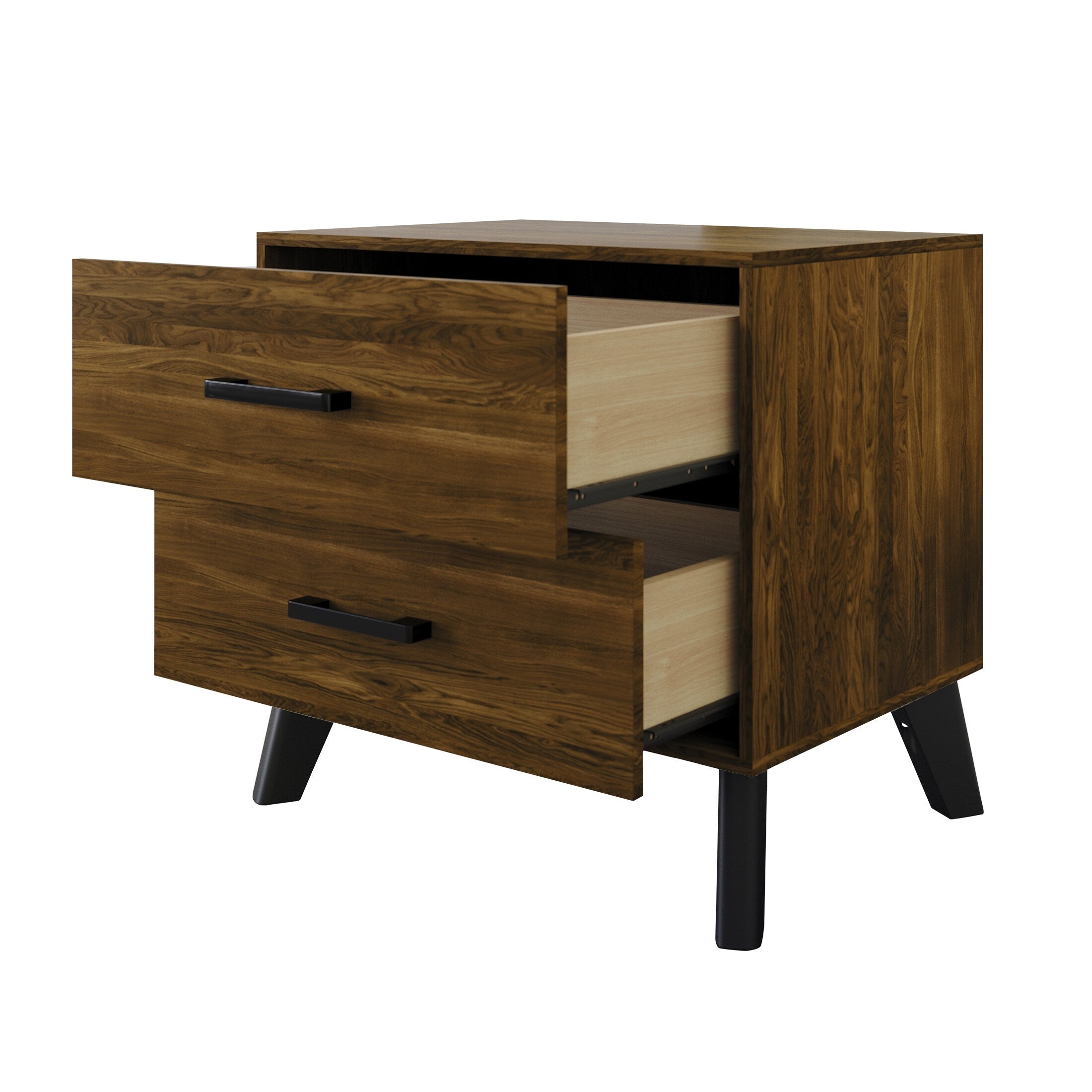 Table de chevet en bois à 2 tiroirs de style classique CraftPorch