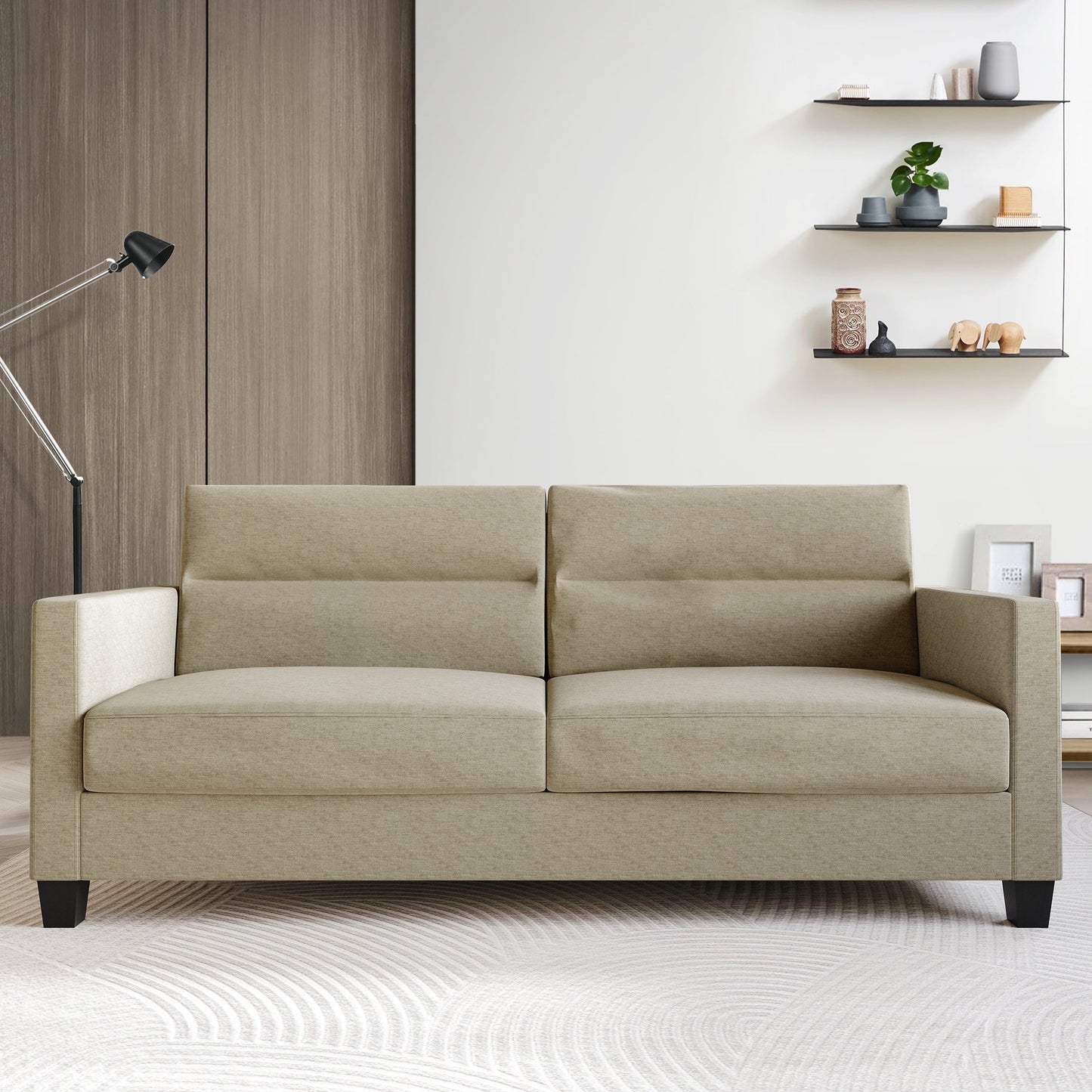 Canapé rembourré en lin épuré et minimaliste de CraftPorch