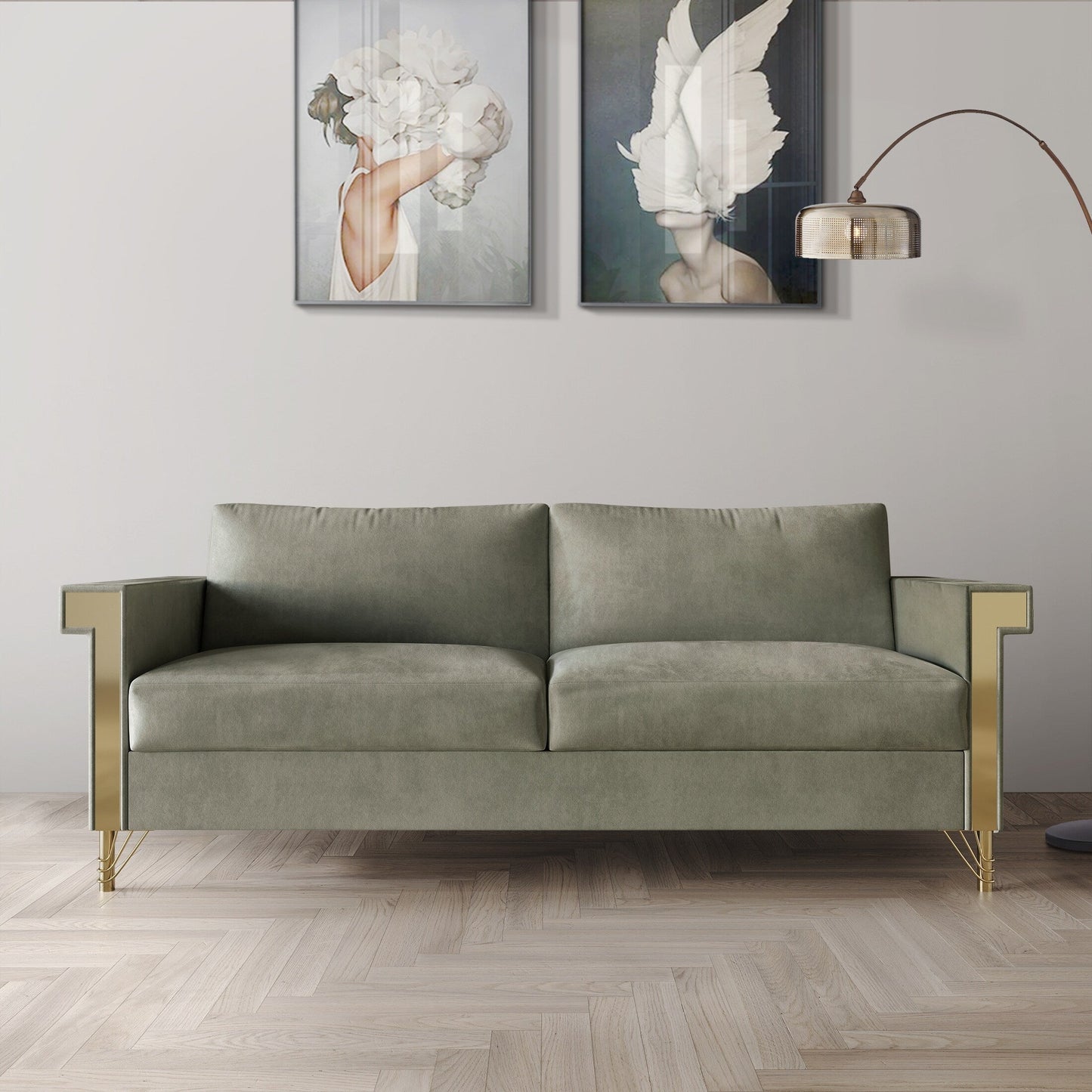 Canapé luxueux rembourré en velours CraftPorch