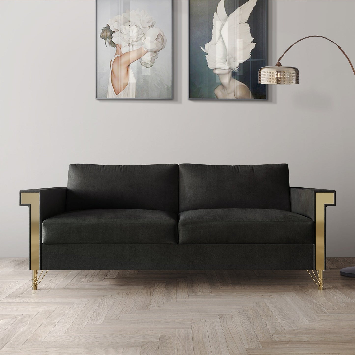 Canapé luxueux rembourré en velours CraftPorch