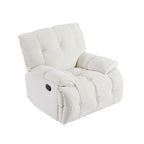 Fauteuil inclinable manuel pivotant à 360°, rembourré et crème, avec accoudoirs et siège plus larges pour le salon