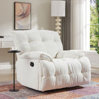 Fauteuil inclinable manuel pivotant à 360°, rembourré et crème, avec accoudoirs et siège plus larges pour le salon