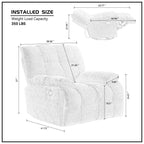 Fauteuil inclinable manuel pivotant à 360°, rembourré et crème, avec accoudoirs et siège plus larges pour le salon