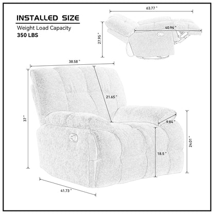 Fauteuil inclinable manuel pivotant à 360°, rembourré et crème, avec accoudoirs et siège plus larges pour le salon
