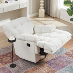 Fauteuil inclinable manuel pivotant à 360°, rembourré et crème, avec accoudoirs et siège plus larges pour le salon