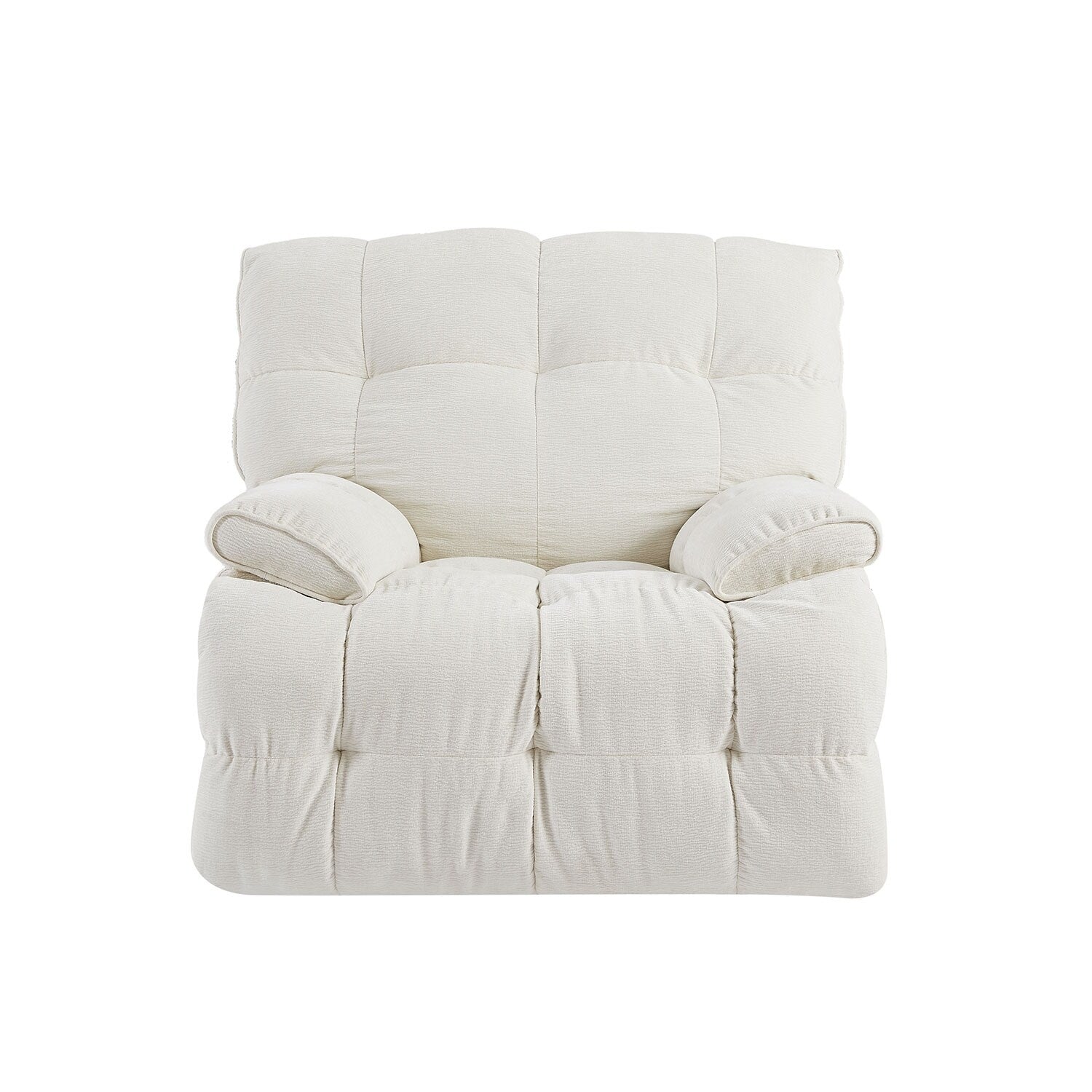 Fauteuil inclinable manuel pivotant à 360°, rembourré et crème, avec accoudoirs et siège plus larges
