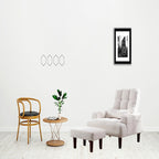 Fauteuil de salon multifonction rembourré à dossier haut, blanc crème, 26,77 po, avec pouf