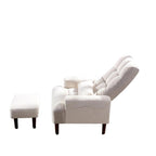 Fauteuil de salon multifonction rembourré à dossier haut, blanc crème, 26,77 po, avec pouf