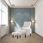 Fauteuil de salon multifonction rembourré à dossier haut, blanc crème, 26,77 po, avec pouf