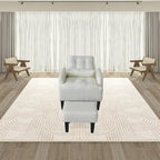 Fauteuil de salon multifonction rembourré à dossier haut, blanc crème, 26,77 po, avec pouf