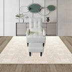 Fauteuil de salon multifonction rembourré à dossier haut, blanc crème, 26,77 po, avec pouf